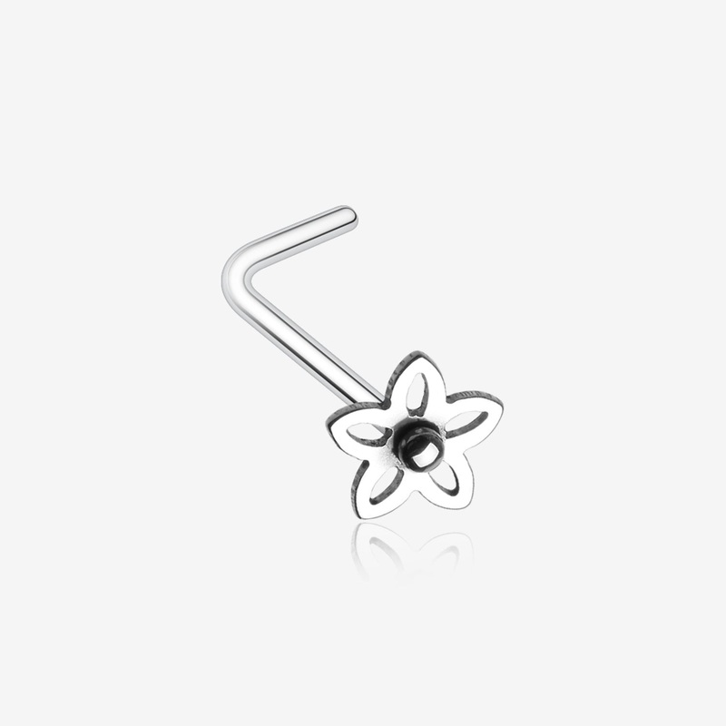 Sweet Violet Flower L-Shaped Nose Ring