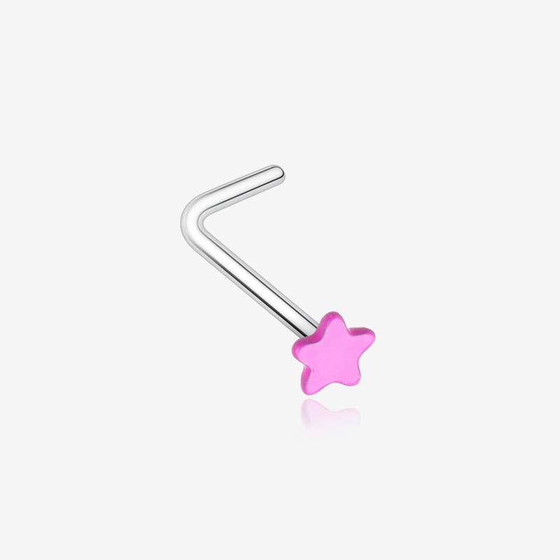 Vibrant Enamel Star L-Shaped Nose Ring