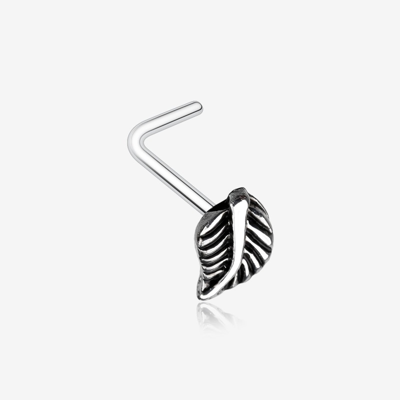 Vintage Leaf Icon L-Shaped Nose Ring
