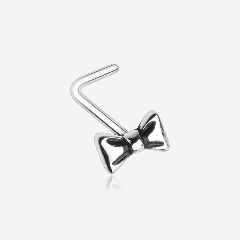 Adorable Dainty Bow-Tie L-Shaped Nose Ring