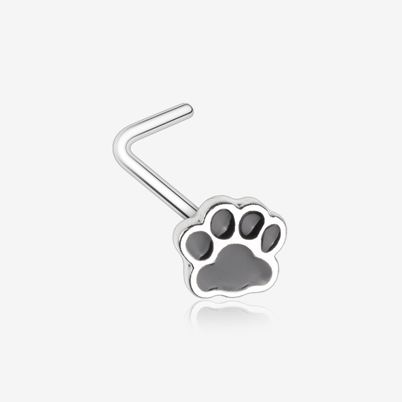Adorable Paw Print L-Shaped Nose Ring