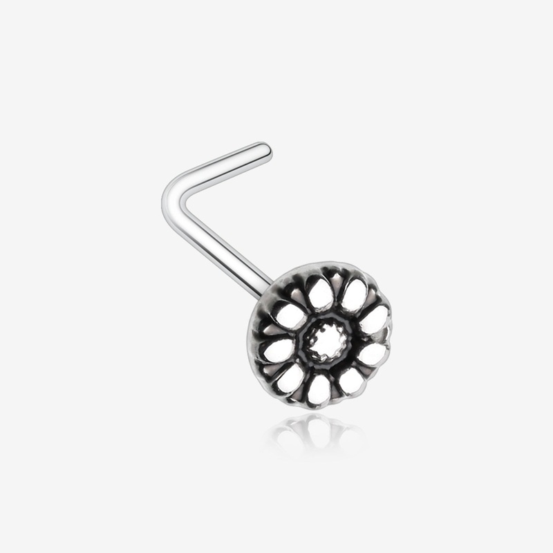 Antique Daisy L-Shaped Nose Ring