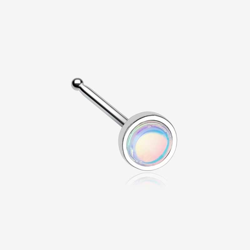 Bezel Set Iridescent Revo Sparkle Nose Stud Ring