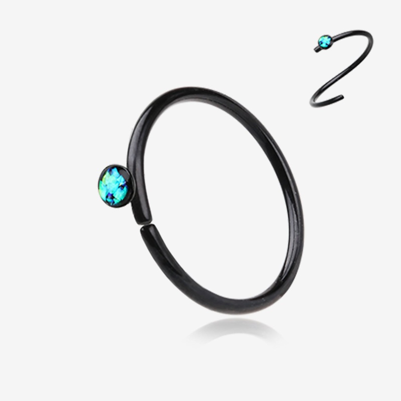 Blackline Opal Sparkle Bendable Hoop Ring 20 GA (0.8mm), 5/16″ (8mm), Ball: 3mm
