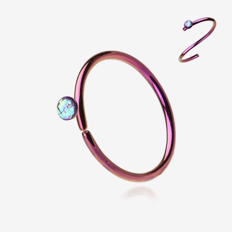 Colorline Opal Sparkle Bendable Hoop Ring 20 GA (0.8mm), 5/16″ (8mm), Ball: 3mm