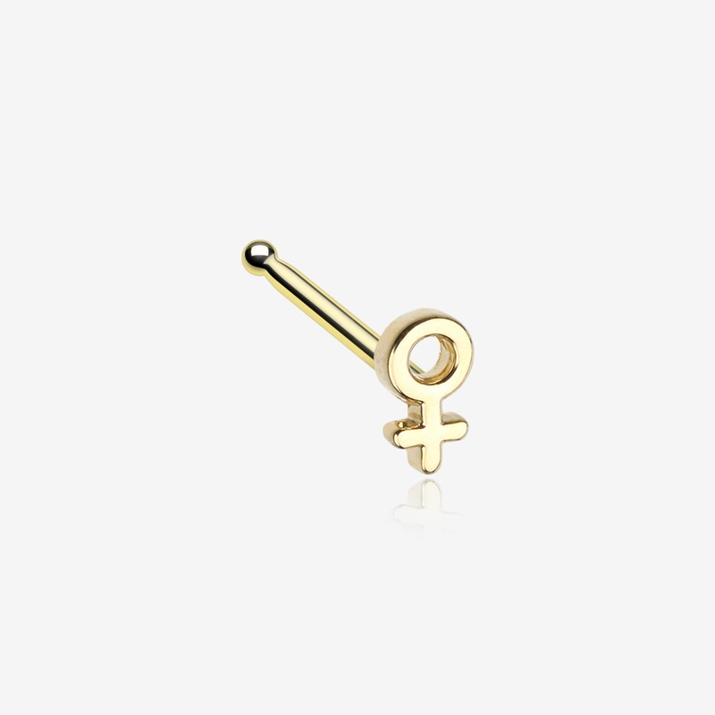 Golden Classic Female Symbol Nose Stud Ring