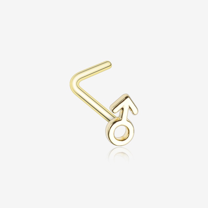 Golden Classic Male Symbol L-Shaped Nose Ring