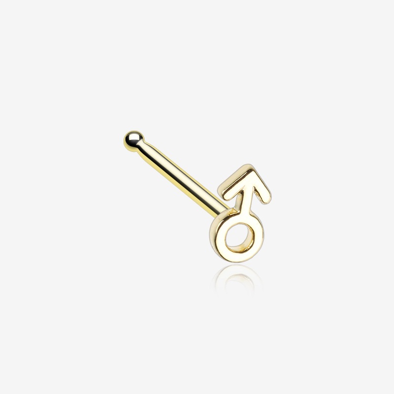 Golden Classic Male Symbol Nose Stud Ring
