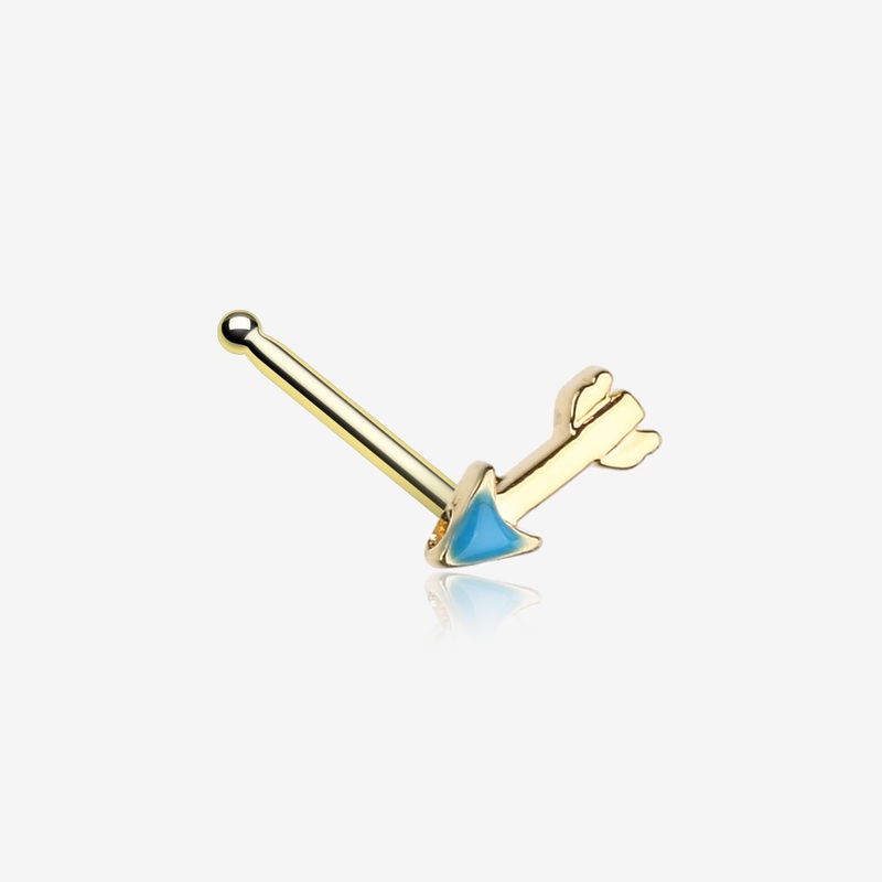 Golden Dainty Arrow Nose Stud Ring