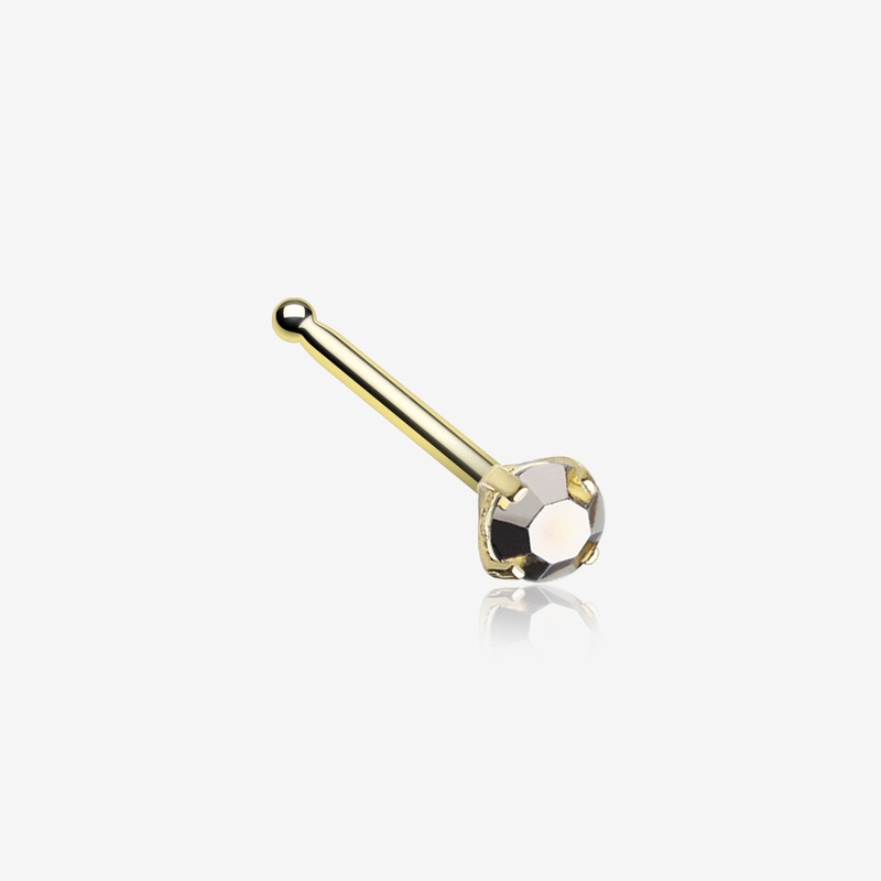 Golden Iridescent Sparkle Gem Prong Set Nose Stud Ring