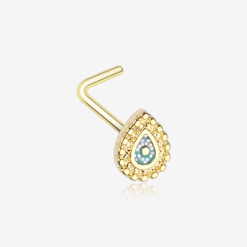 Golden Mandala Ornate Sparkle L-Shaped Nose Ring