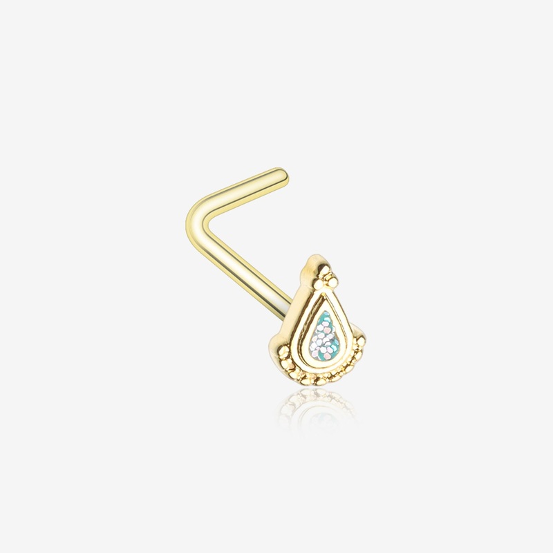 Golden Mandala Ray Sparkle L-Shaped Nose Ring