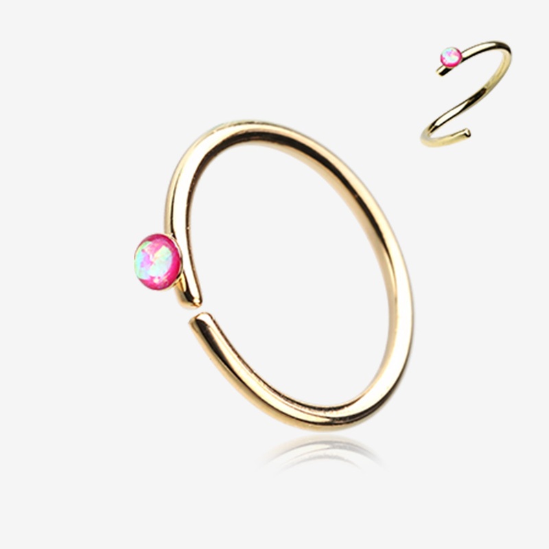 Golden Opal Sparkle Bendable Hoop Ring 20 GA (0.8mm), 5/16″ (8mm), Ball: 3mm