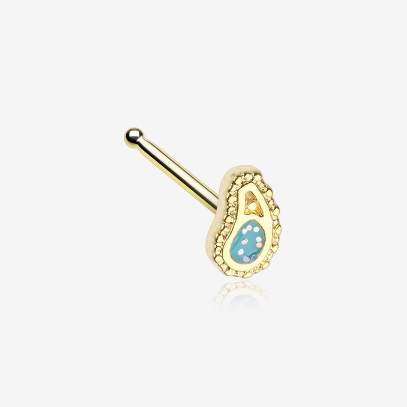 Golden Paisley Mandala Sparkle Nose Stud Ring