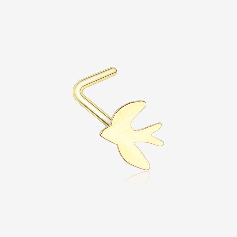 Golden Soaring Swallow L-Shaped Nose Ring
