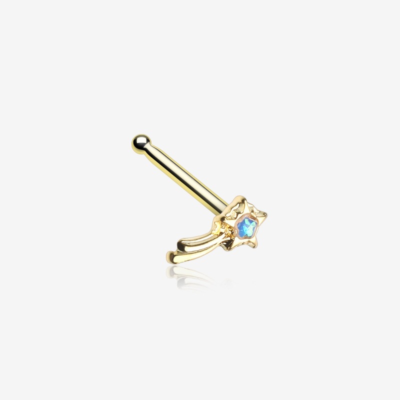 Golden Sparkle Shooting Star Nose Stud Ring