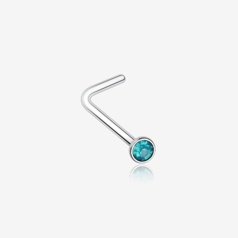 Opalite Gem Sparkle L-Shaped Nose Ring
