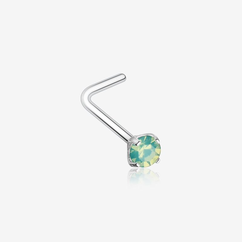 Opalite Sparkle Gem Prong Set L-Shaped Nose Ring