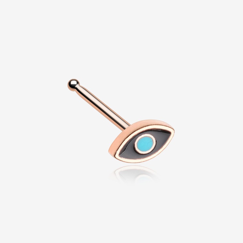 Rose Gold Evil Eye Nose Stud Ring