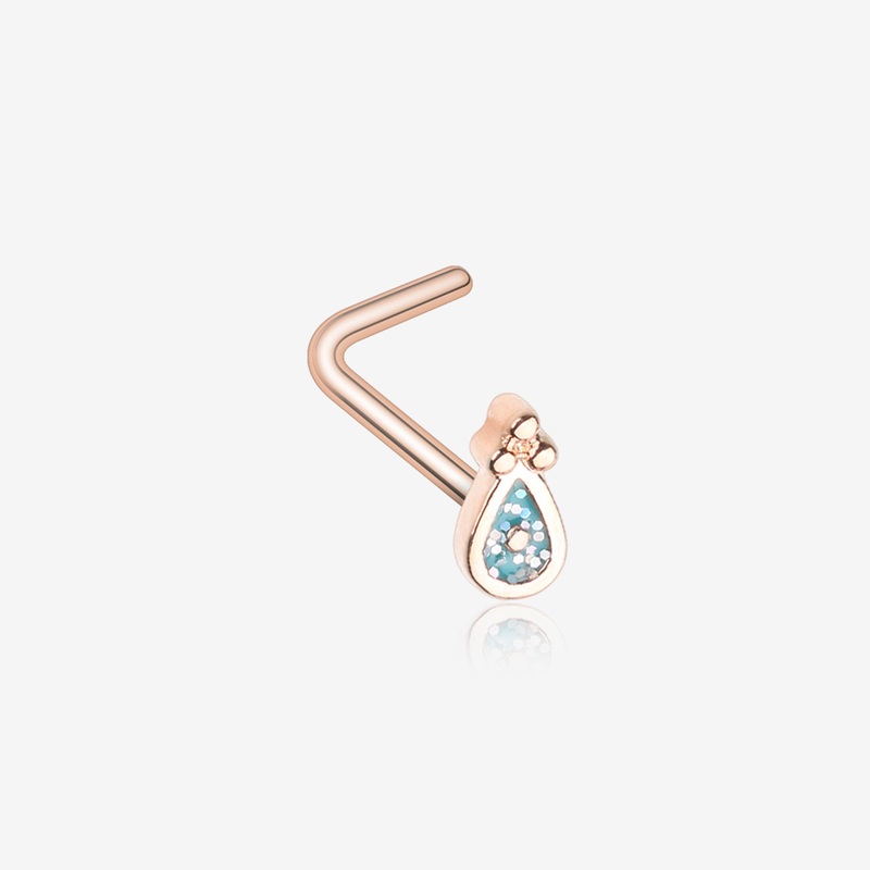 Rose Gold Mandala Ryn Sparkle L-Shaped Nose Ring