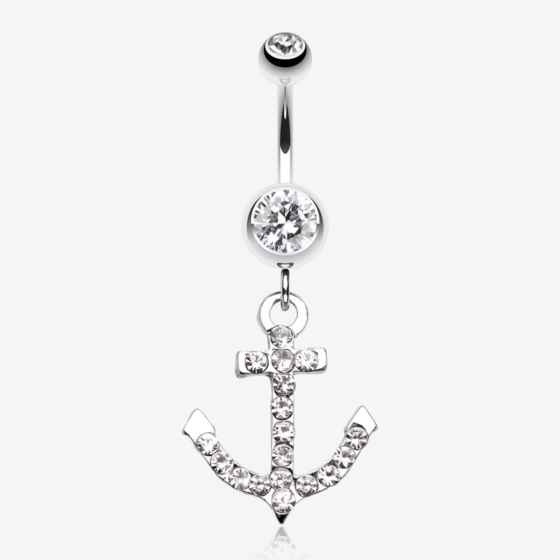 Anchor Gem Sparkle Belly Ring