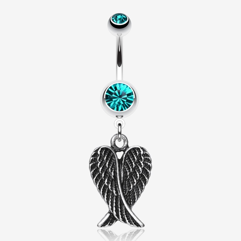 Angel Wing Heart Belly Ring