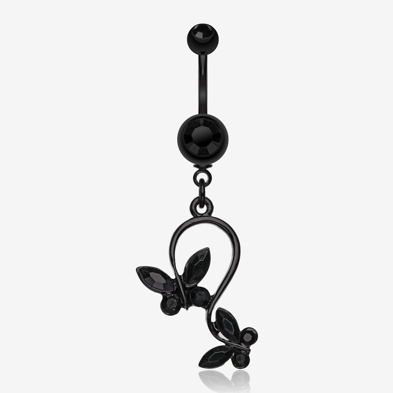 Blackline Butterfly Gem Loop Belly Ring
