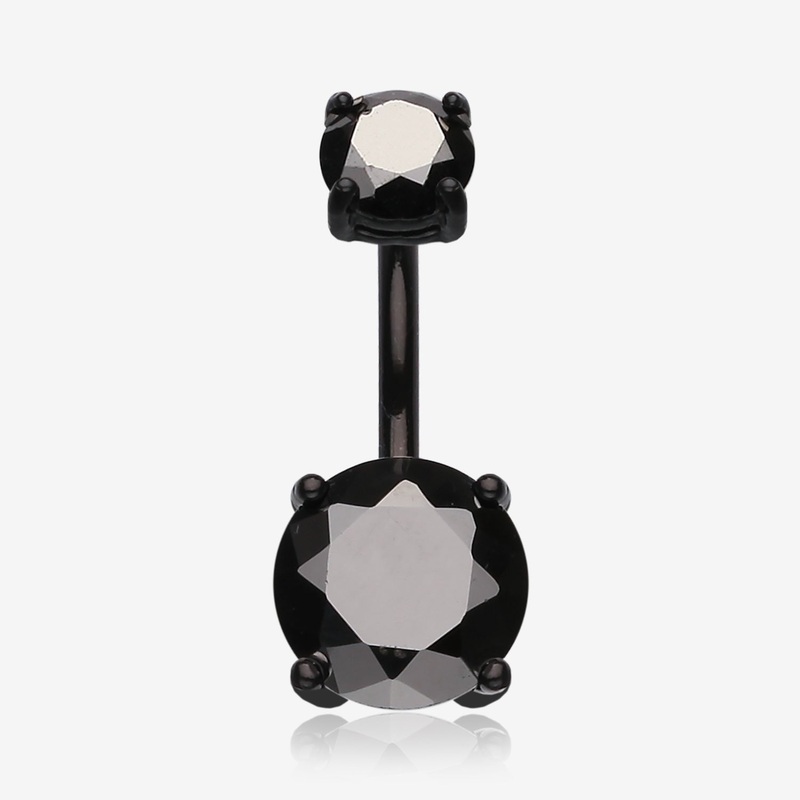 Colorline Gem Prong Sparkle Belly Button Ring 14 GA (1.6mm), 3/8″ (10mm), Ball: 4x7mm