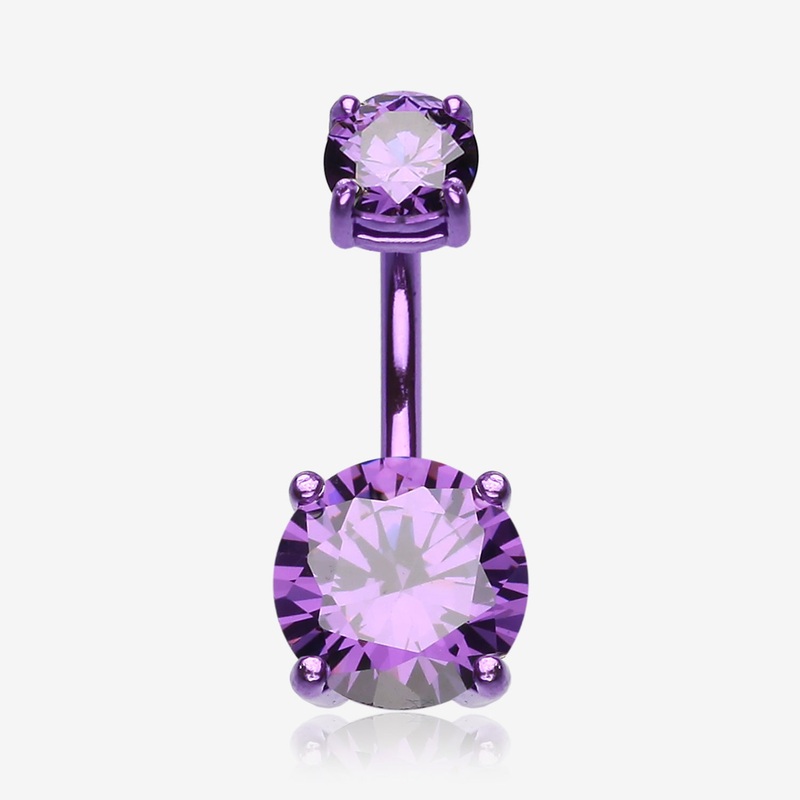 Colorline Gem Prong Sparkle Belly Button Ring 14 GA (1.6mm), 3/8″ (10mm), Ball: 5x8mm