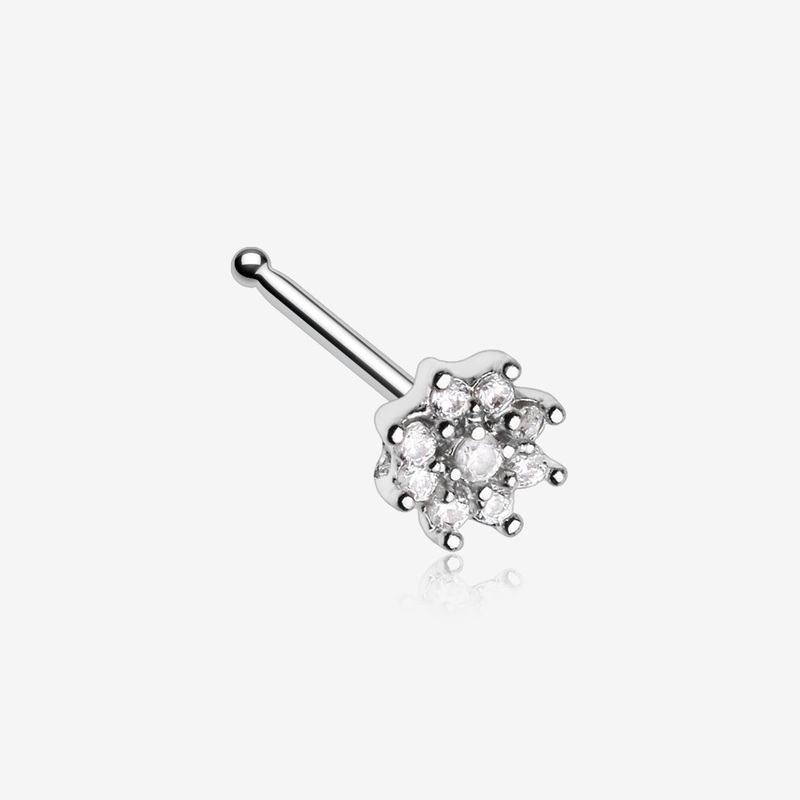 Gleaming Sparkle Flower Nose Stud Ring