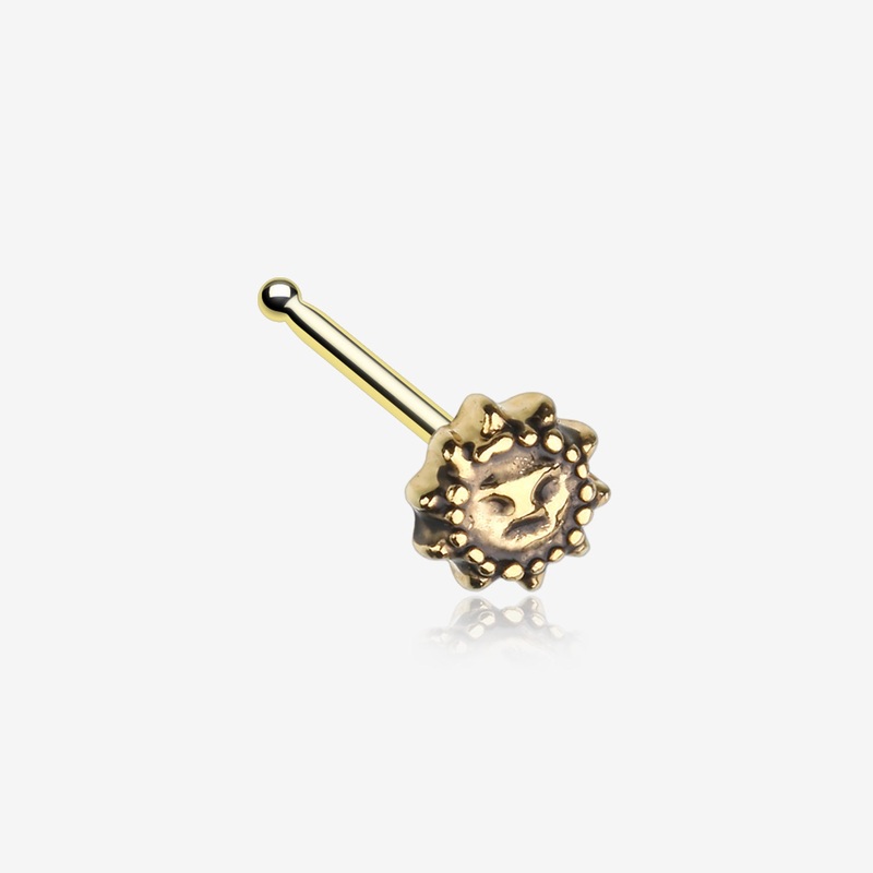 Golden Antique Mythical Sun Face Nose Stud Ring