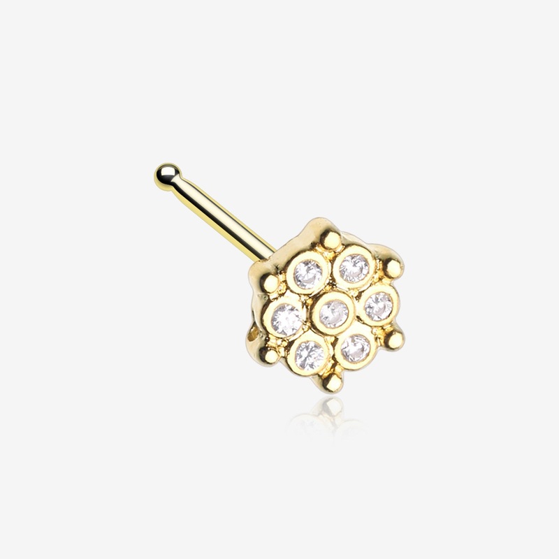 Golden Snowflake Extravagant Sparkle Nose Stud Ring