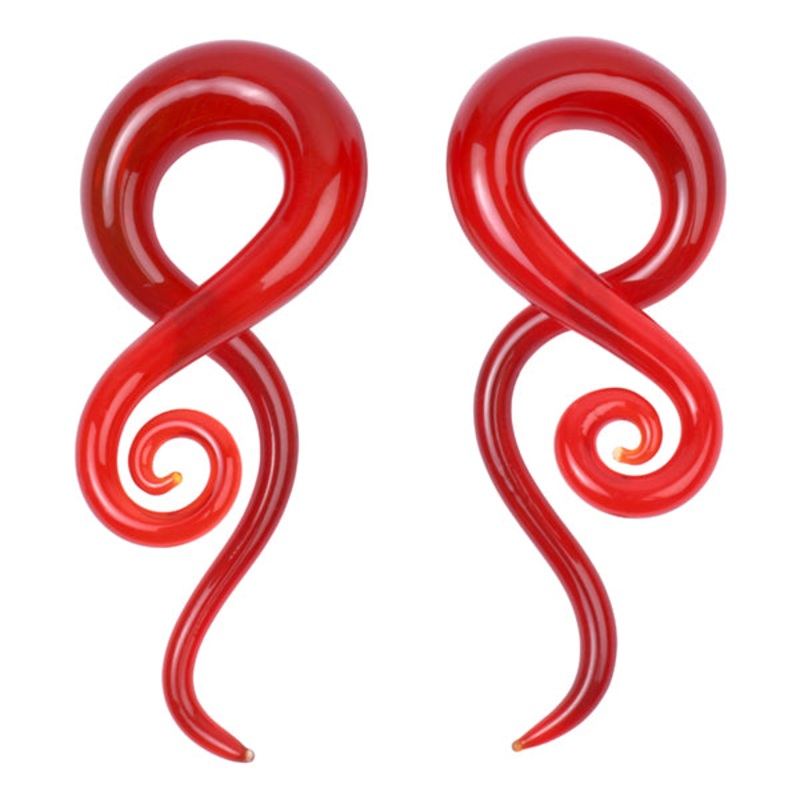 Red Glass Tentacles 2 gauge (6mm) Red
