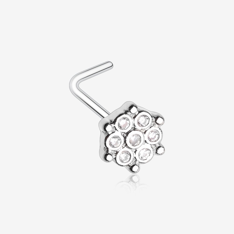 Snowflake Extravagant Sparkle L-Shaped Nose Ring