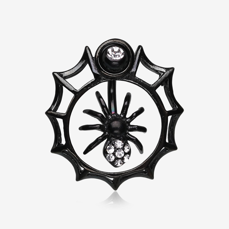 Spider in Web Sparkle Belly Ring