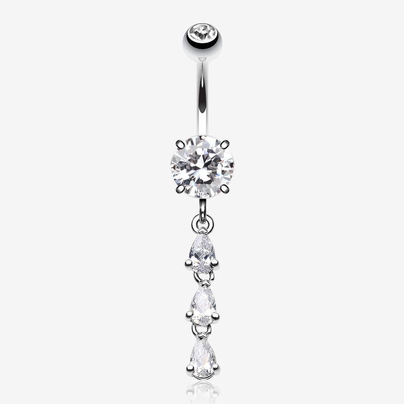 Sweet Cascading Gems Belly Button Ring
