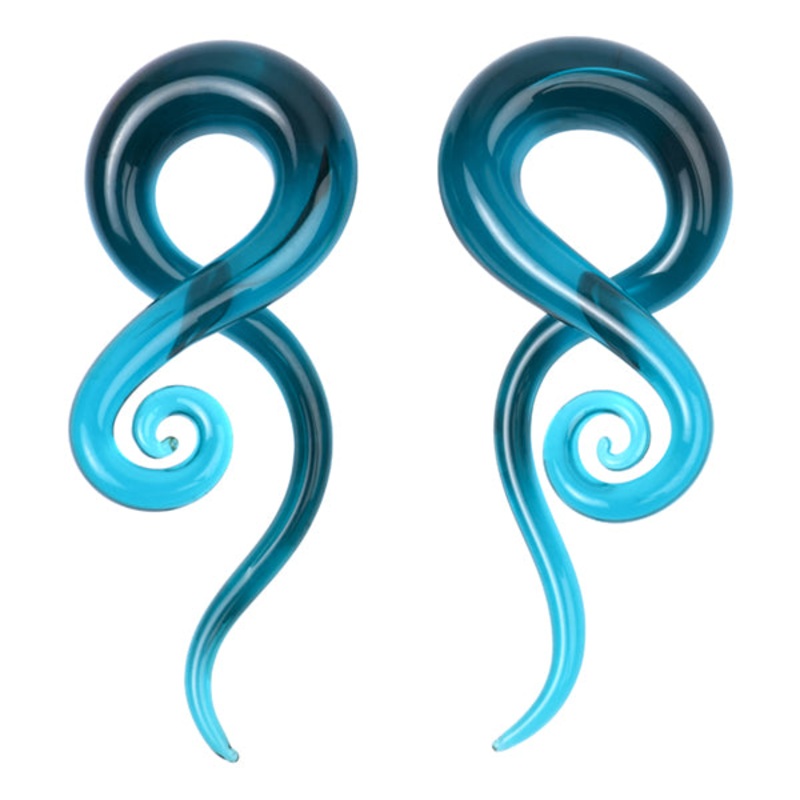 Teal Glass Tentacles 2 gauge (6mm) Teal