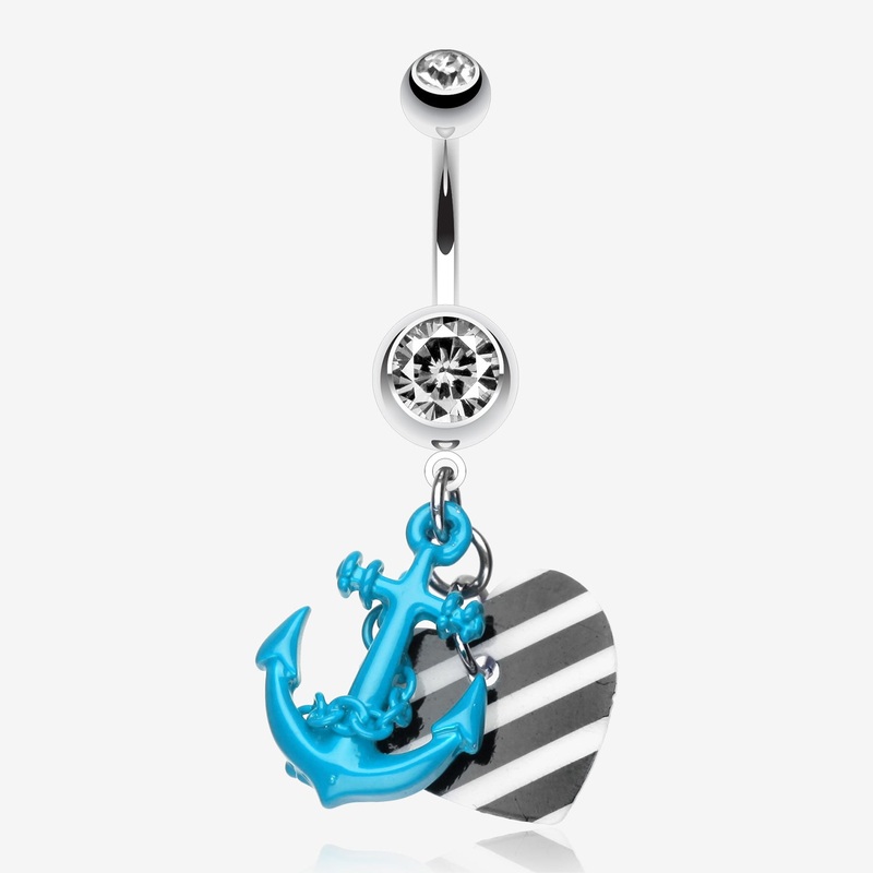 Vibrant Anchor Nautical Heart Belly Ring