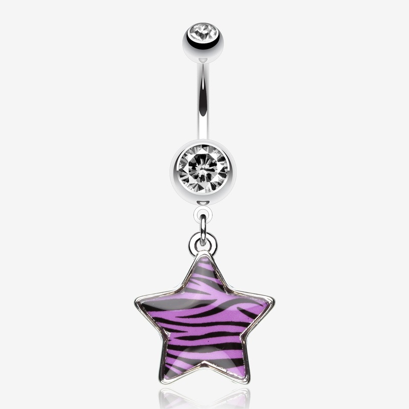 Zebra Star Dangle Belly Ring