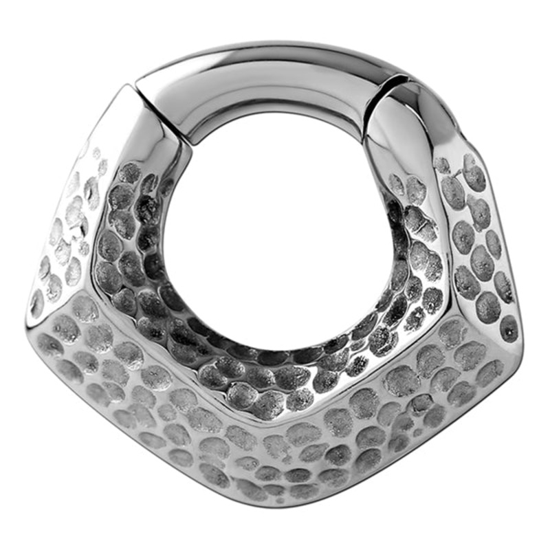 6g Dimpled Chevron Stainless Hinged Rings 6 gauge – 1/2″ diameter (12mm) Stainless Steel Pair