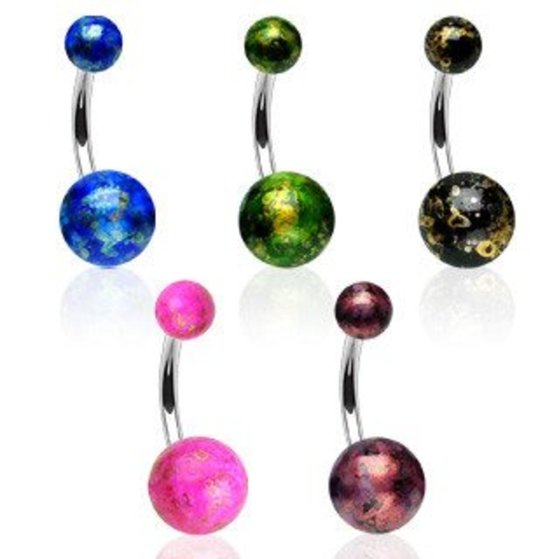 Acrylic Fossil Belly Barbell 14g – 7/16″ long (11mm) Black