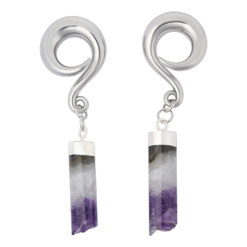 Amethyst Tube Stainless Hangers 6 gauge (4mm) Amethyst