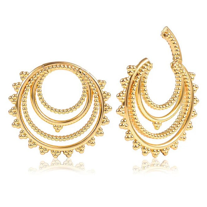 Beaded Gold Multi-Hoops 4 gauge (5mm) Gold Pair