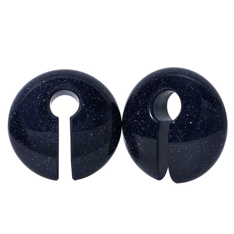 Blue Goldstone Keyholes by Diablo Organics 5/8 inch (16mm) Blue Goldstone