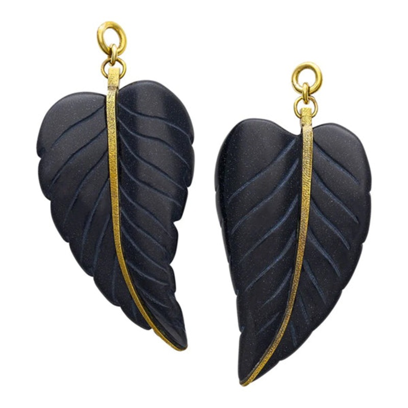 Blue Goldstone Leaf Pendants by Diablo Organics 65mm Large Blue Goldstone
