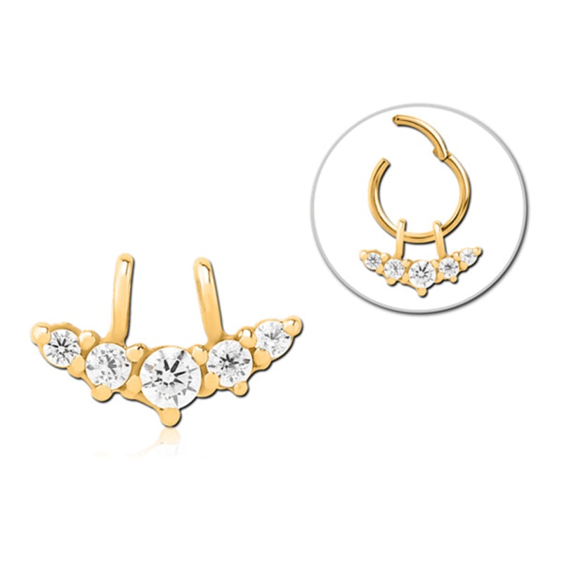 Crown CZ Gold Ring Charm 5.4×8.5mm Clear Gold Plated