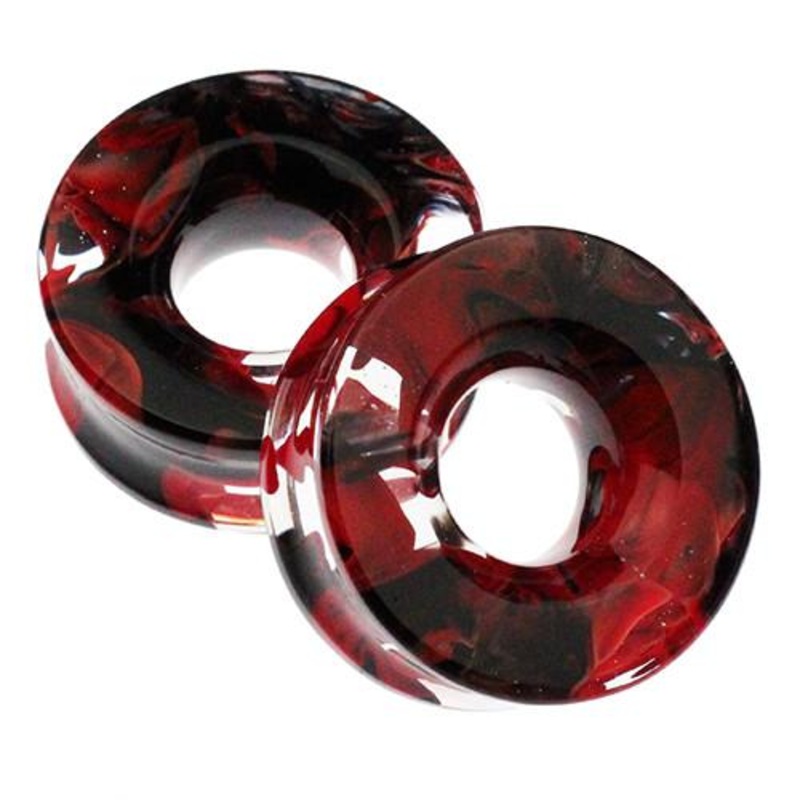Red & Black Power Eyes by Gorilla Glass 1-1/8 inch (28mm) Red Black Pair