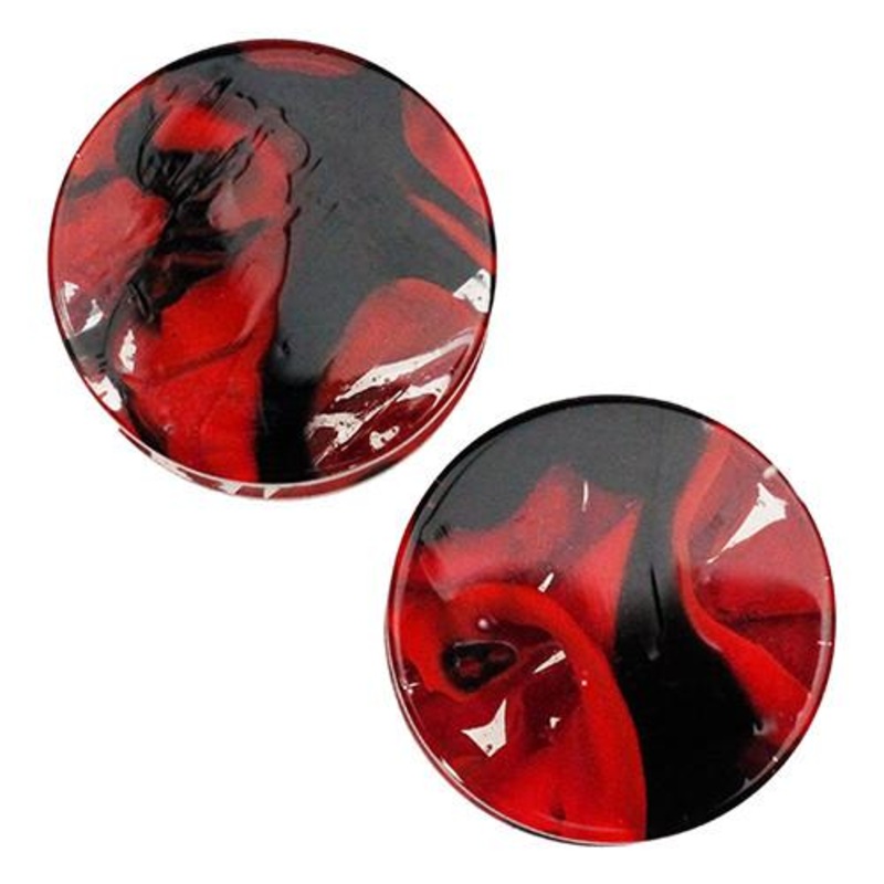 Red & Black Power Plugs by Gorilla Glass 7/8 inch (22mm) Red Black Pair