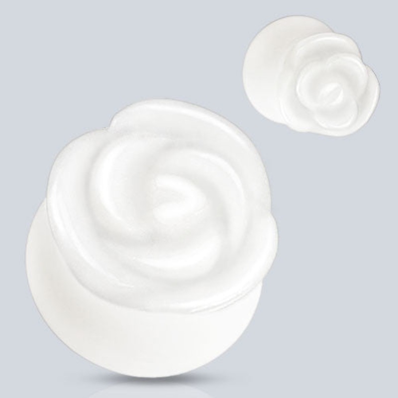 White Jade Rose Plugs 2 gauge (6mm) White Jade Pair