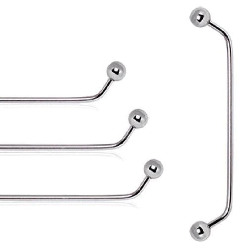 14g 60-Degree Stainless Surface Barbell 14g – 1″ long (25mm) Stainless Steel